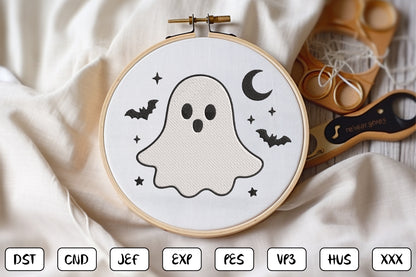 Kawaii Ghost Embroidery Bundle – Cute Halloween Ghost Machine Embroidery Designs, Adorable Spooky Embroidery