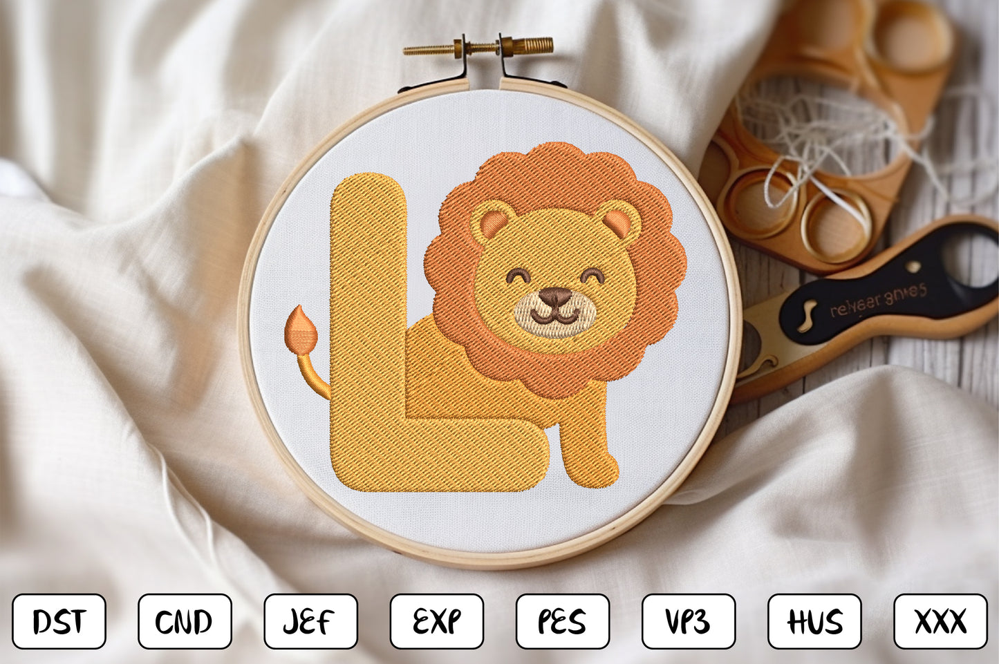 Animal Alphabet Machine Embroidery Design – Cute Animal ABC Embroidery Pattern, Adorable Alphabet Machine Embroidery Designs