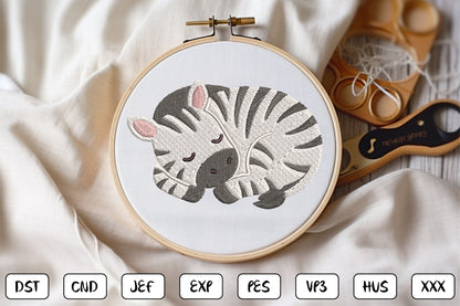 Cute Baby Zebra Embroidery Design – Adorable Zebra Machine Embroidery Pattern, Sweet Safari Animal Embroidery Design