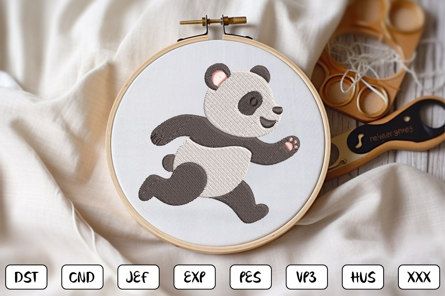 Cute Panda Embroidery Design Bundle – Adorable Panda Bear Machine Embroidery Patterns, Kawaii Animal Embroidery
