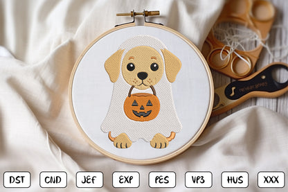 Ghost Dog Breed Embroidery Bundle – Spooky Cute Dog Machine Embroidery Designs, Halloween Ghost Dog Embroidery