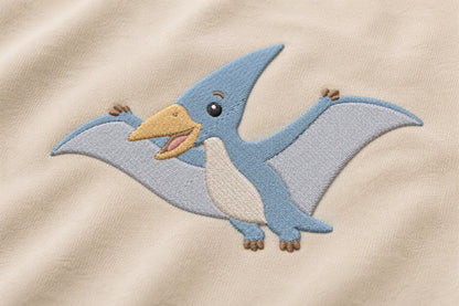 Cute Pterodactyl Embroidery Design – Adorable Flying Dinosaur Machine Embroidery Pattern, Prehistoric Dino Embroidery Design