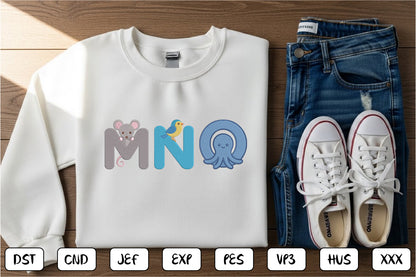 Animal Alphabet Machine Embroidery Design – Cute Animal ABC Embroidery Pattern, Adorable Alphabet Machine Embroidery Designs