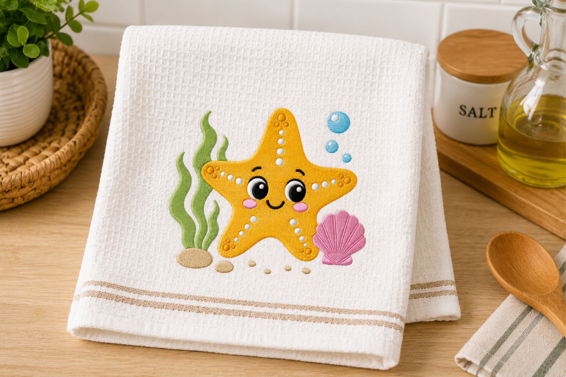 Cute Starfish Embroidery Design – Adorable Sea Star Machine Embroidery Pattern, Ocean & Beach-Themed Embroidery Design