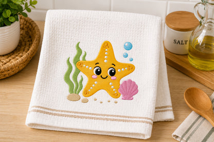 Cute Starfish Embroidery Design – Adorable Sea Star Machine Embroidery Pattern, Ocean & Beach-Themed Embroidery Design