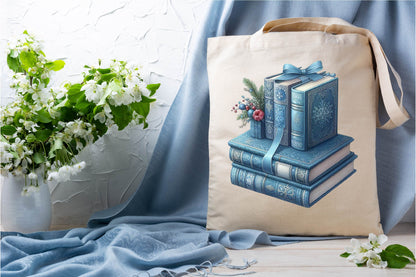 Christmas Blue Books Clipart Bundle 28 Winter Book Designs