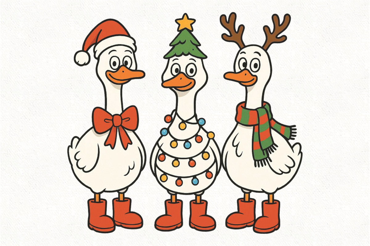 Christmas Goose Trio PNG