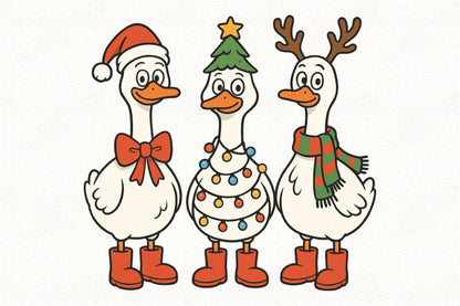 Christmas Goose Trio PNG