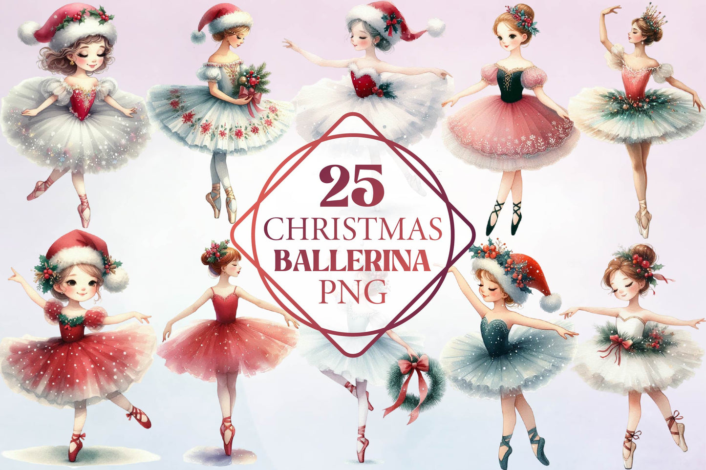 Christmas Ballerina PNG Clipart Bundle
