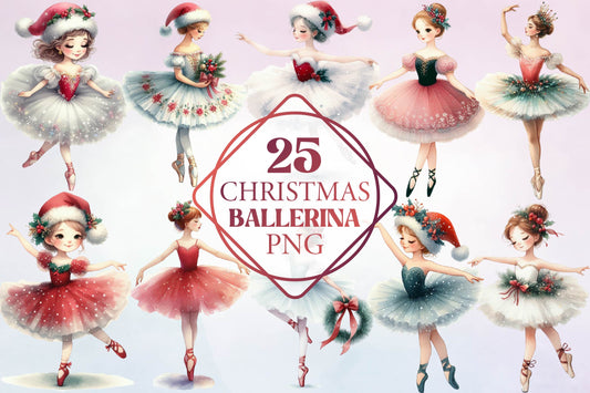 Christmas Ballerina PNG Clipart Bundle