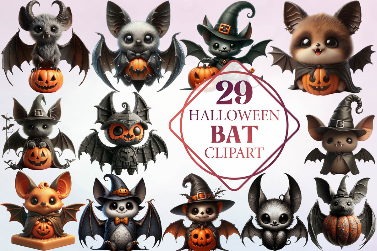 29 Halloween Bat Clipart Bundle