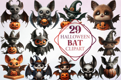 29 Halloween Bat Clipart Bundle