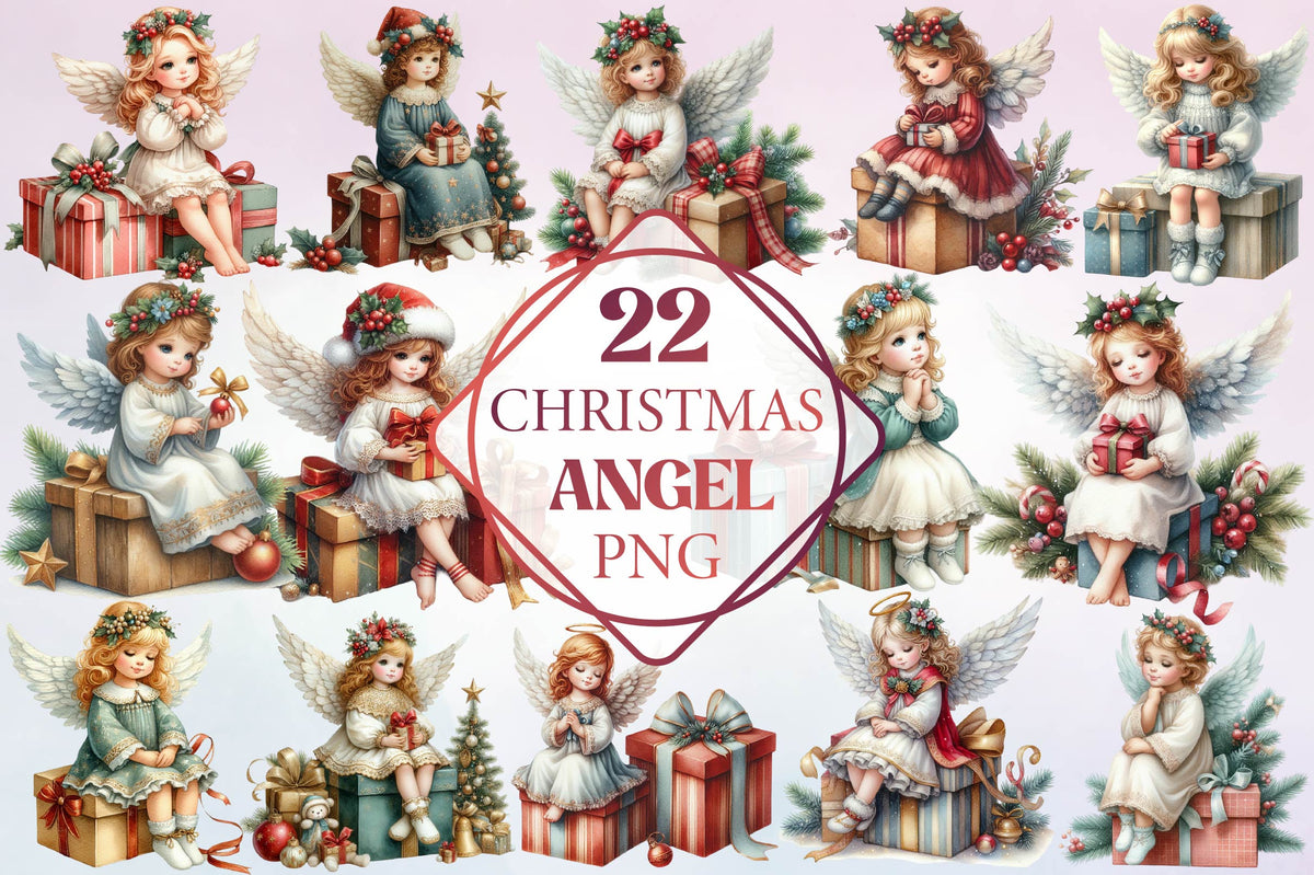 Christmas Angel PNG Clipart Bundle