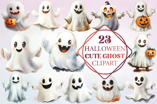 23 Halloween Cute Ghost Clipart PNG