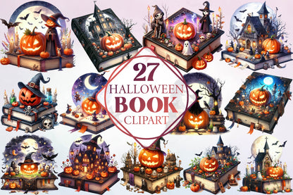 27 Halloween Book Clipart Bundle