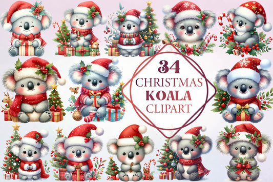 34 Christmas Koala Clipart Bundle