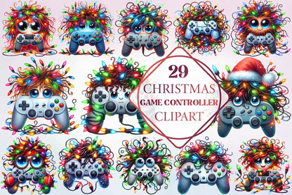 Christmas Game Controller Clipart Bundle 29 Gamer Holiday PNG Designs