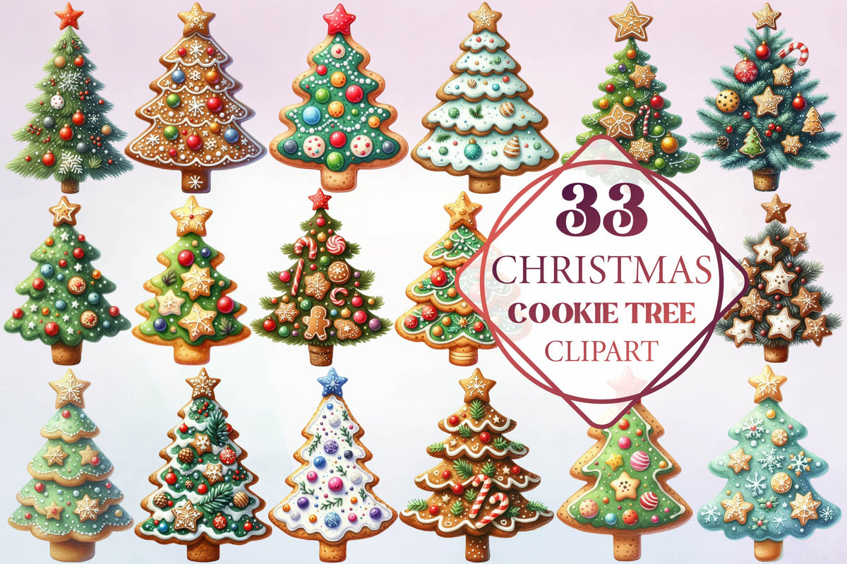 Christmas Cookie Tree Clipart Bundle 33 Christmas Tree PNG Designs