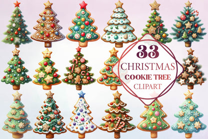 Christmas Cookie Tree Clipart Bundle 33 Christmas Tree PNG Designs