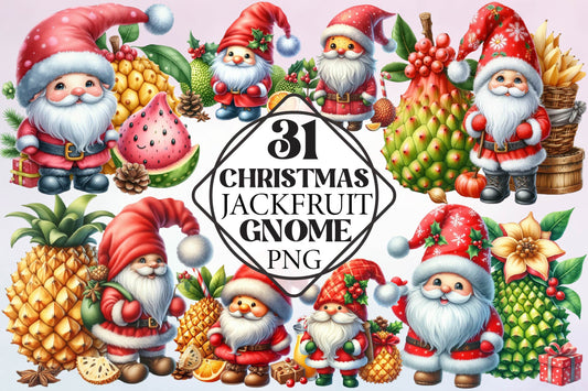 31 Christmas Jackfruit Gnome Clipart Bundle