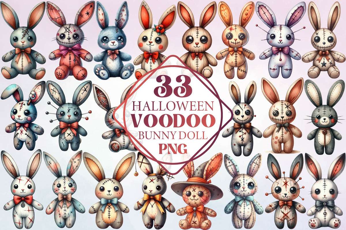 Halloween Voodoo Bunny Doll PNG Bundle 33 Designs