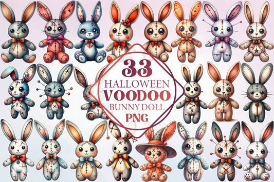 Halloween Voodoo Bunny Doll PNG Bundle 33 Designs