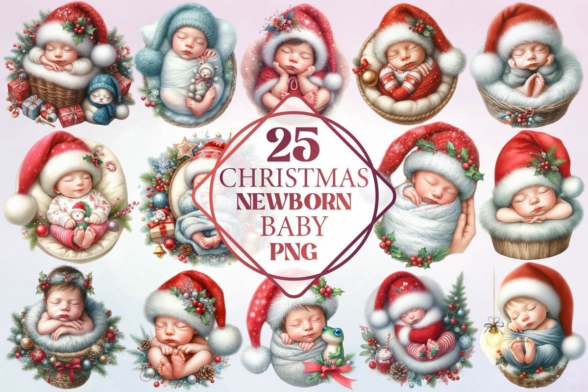 Christmas Newborn Baby PNG Clipart Bundle