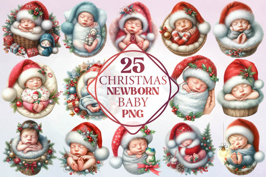 Christmas Newborn Baby PNG Clipart Bundle