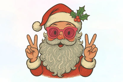 Cool Santa Peace Sign Christmas