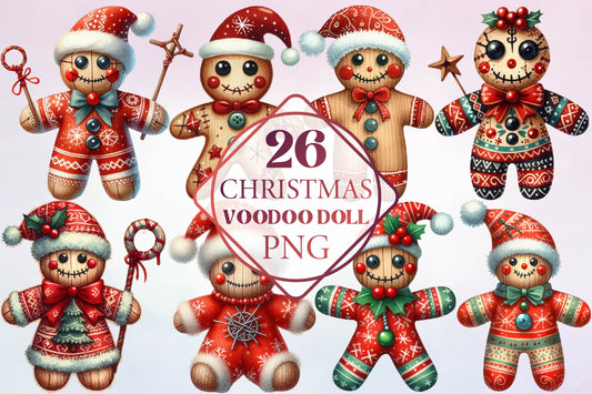 26 Christmas Voodoo Doll PNG Clipart Bundle