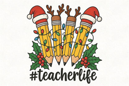 Teacher Life Christmas PNG