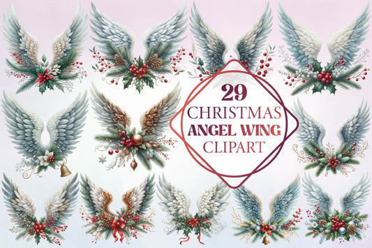 Christmas Angel Wings PNG Bundle 29 Winter Wing Clipart Designs