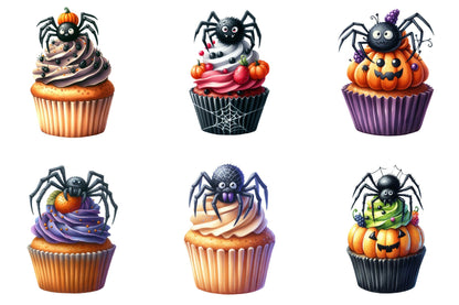 29 Halloween Spider Cupcake Clipart PNG Bundle