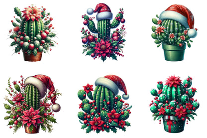 27 Christmas Cactus Clipart Bundle PNG, Christmas Cactus Sublimation