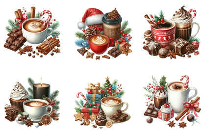 Christmas Chocolate Coffee Clipart Bundle 34 Holiday Coffee PNG Designs