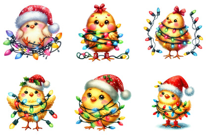 28 Christmas Funny Chicken Clipart Bundle