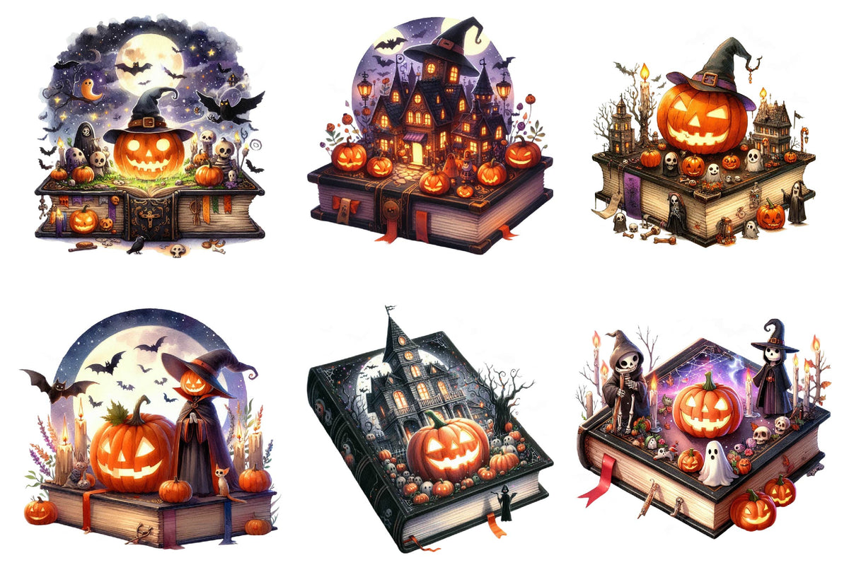 27 Halloween Book Clipart Bundle