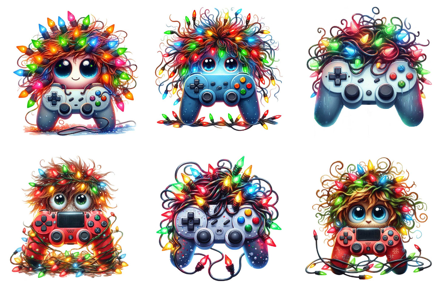 Christmas Game Controller Clipart Bundle 29 Gamer Holiday PNG Designs