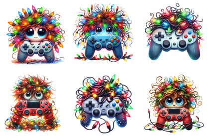 Christmas Game Controller Clipart Bundle 29 Gamer Holiday PNG Designs