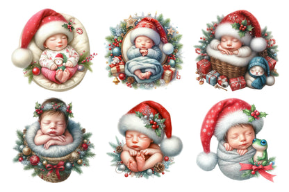 Christmas Newborn Baby PNG Clipart Bundle