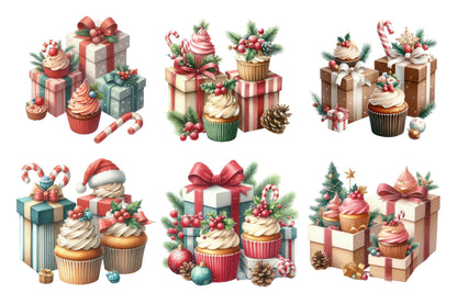 Christmas Cupcake PNG Clipart Bundle