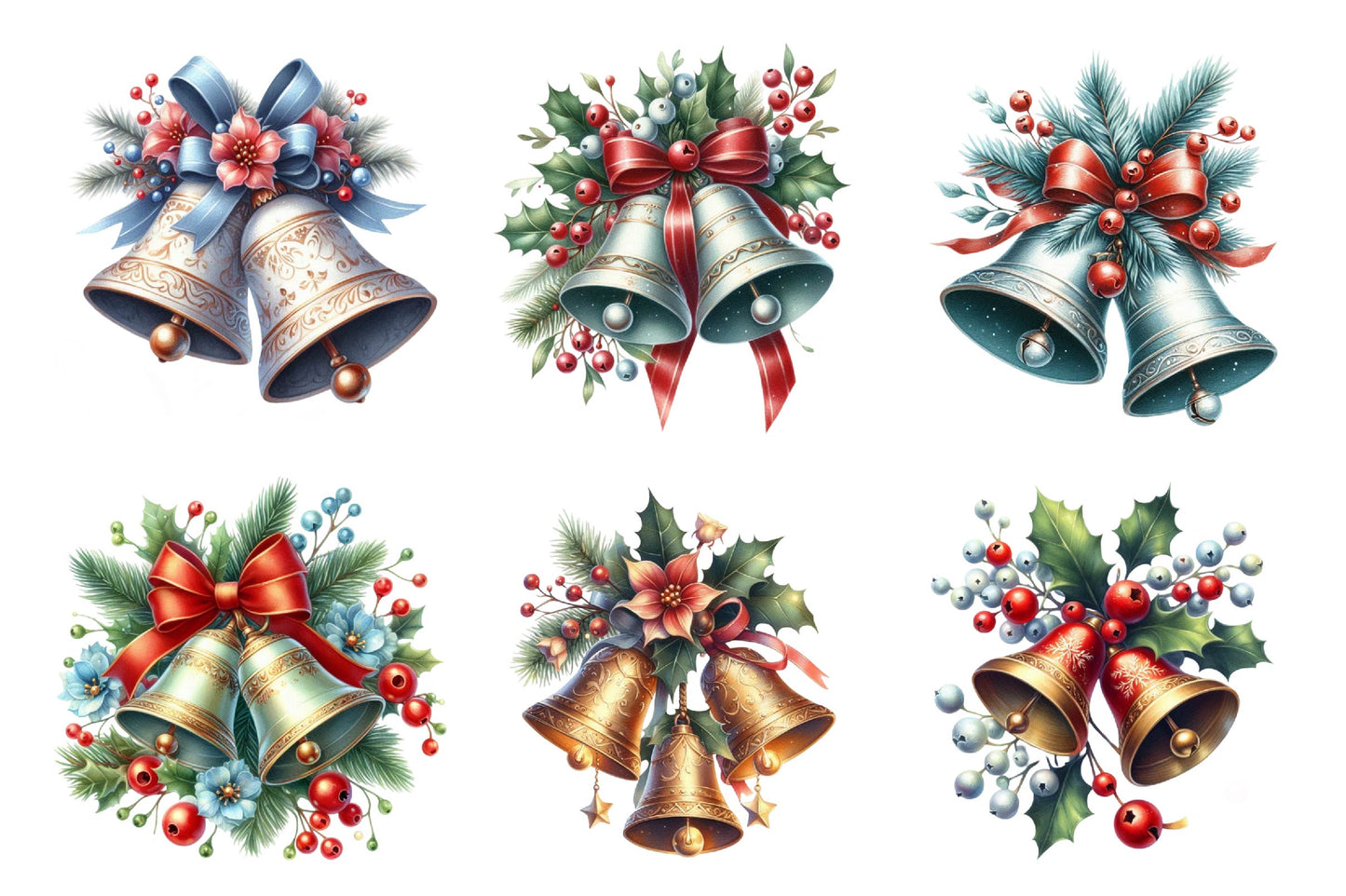 Christmas Bells PNG Bundle 31 Festive Holiday Bell Designs