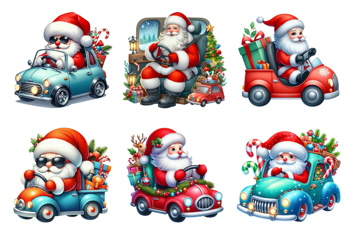 Christmas Driver Santa Clipart Bundle 26 Santa PNG Designs