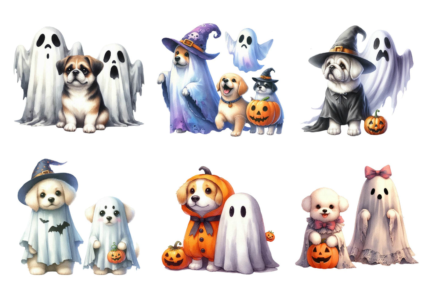 Halloween Dogs Ghost PNG Bundle 30 Designs