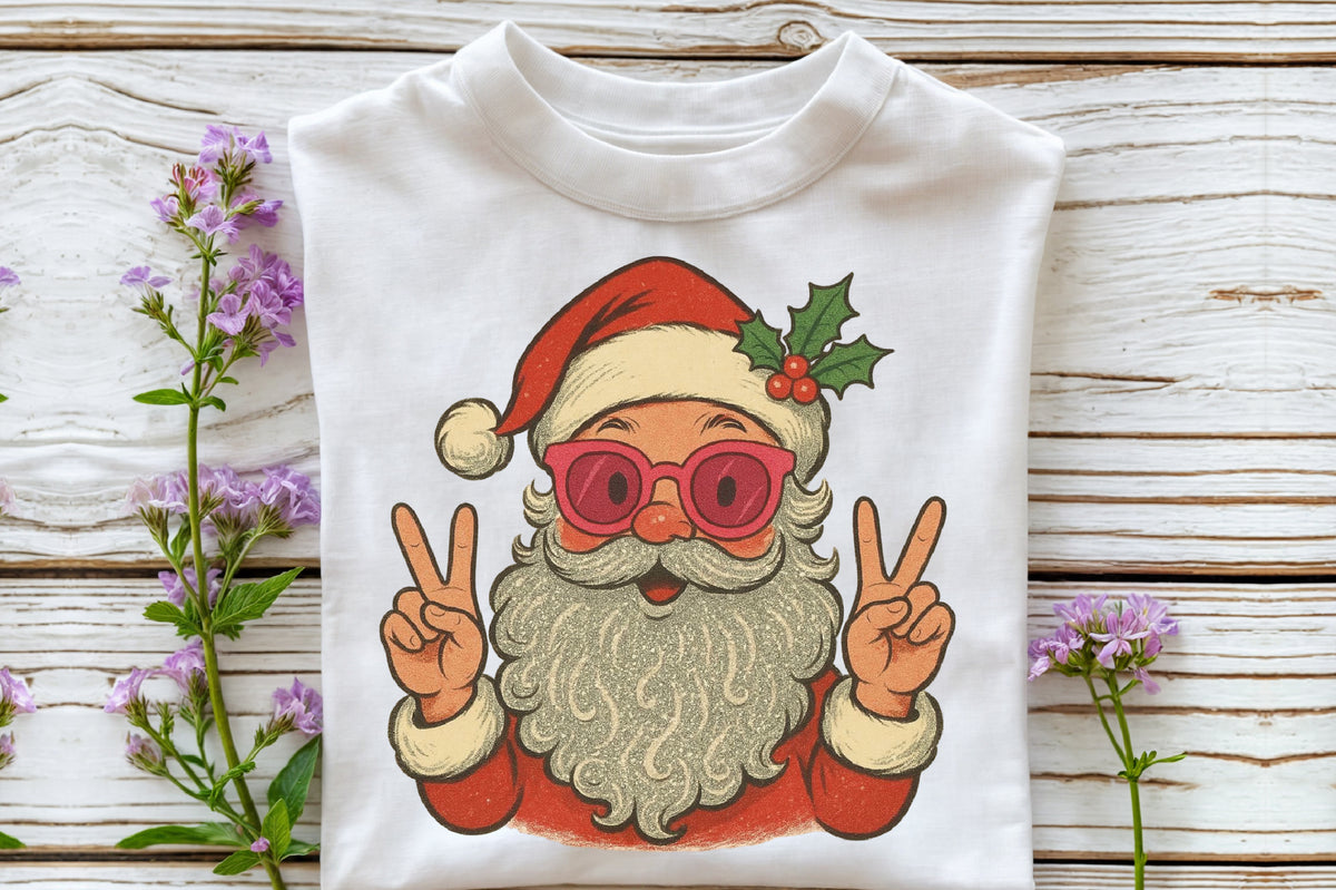 Cool Santa Peace Sign Christmas