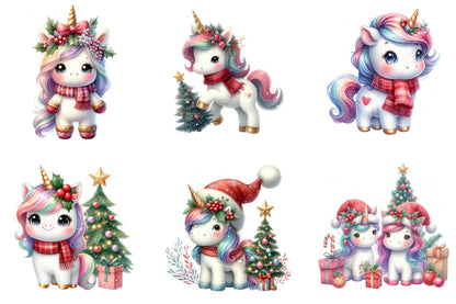 Christmas Cute Unicorn Clipart Bundle 29 Unicorn PNG Designs