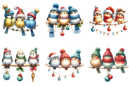 Christmas Three Birds Clipart Bundle 26 Cute Holiday Bird PNG Designs