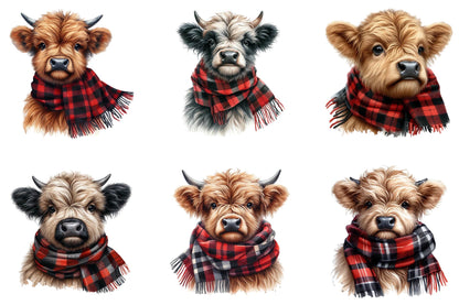 24 Halloween Highland Cow Clipart Bundle