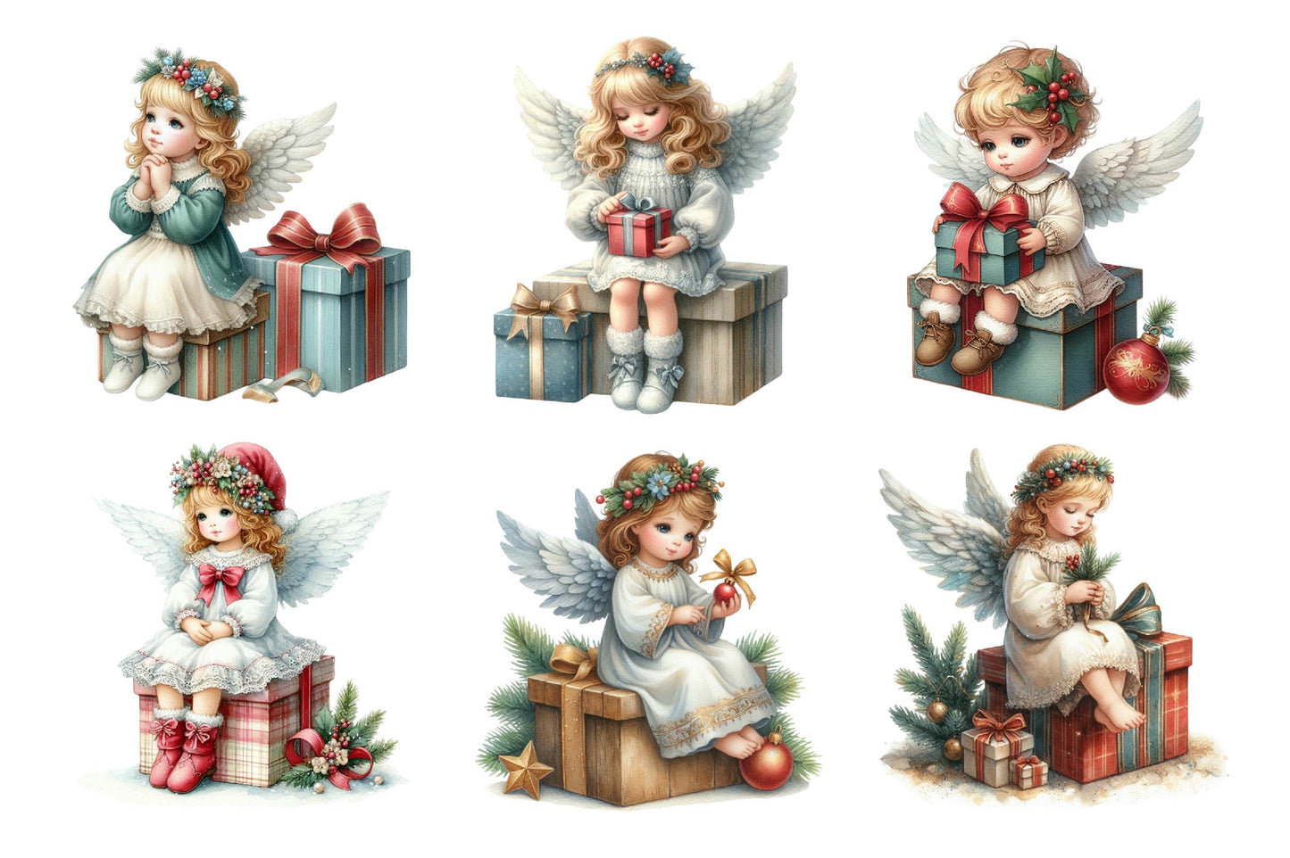 Christmas Angel PNG Clipart Bundle