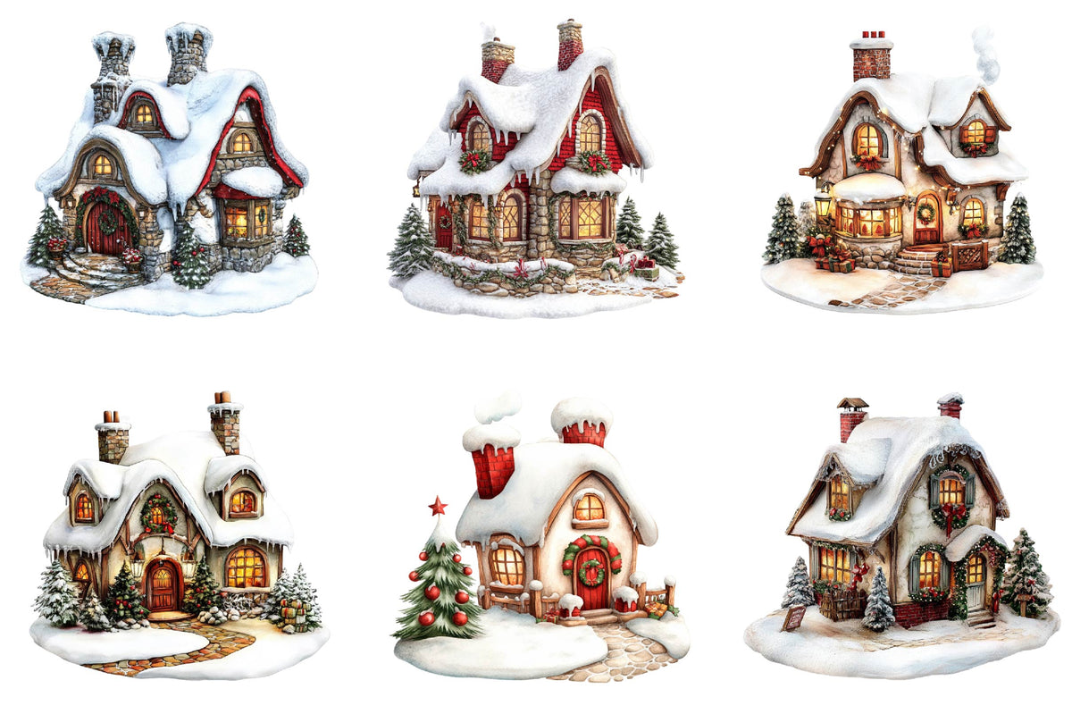 23 Christmas Santa House Clipart Bundle